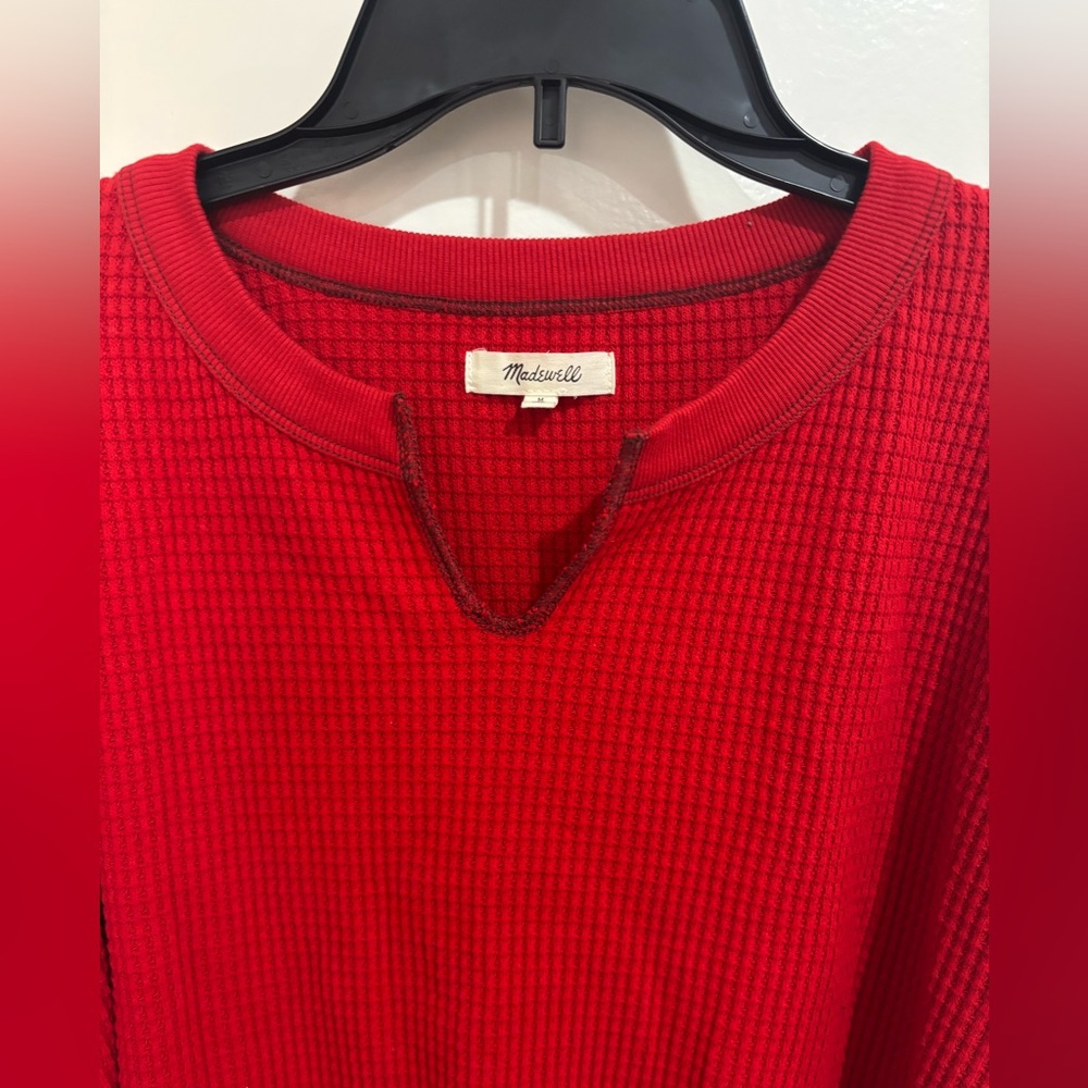 Madewell NWOT Red Thermal Long Sleeve Top, Medium - Picture 2 of 5